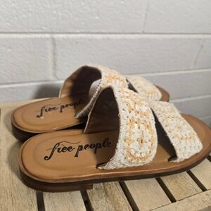 Free People Juliette Crochet Sandals Beach Coastal Slider Hippie Boho 39 8.5